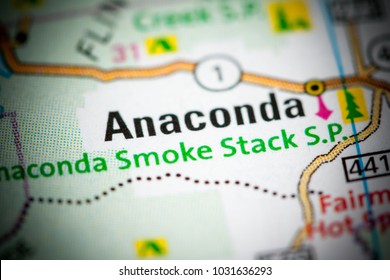 Anaconda. Montana On A Map.