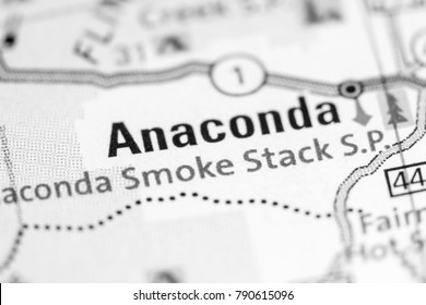 Anaconda. Montana. USA On A Map.