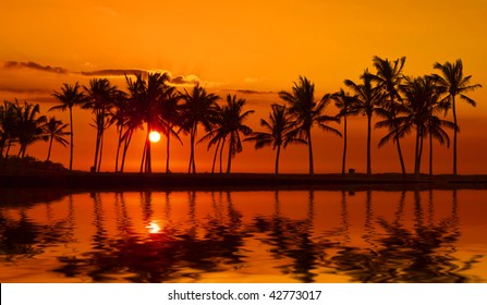 Anaehoomalu Bay Sunset On Big Island Hawaii