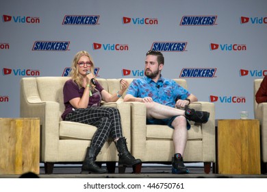 Anaheim, CA - June 23: YouTube Gaming Panel Discussion At The 7th Annual VidCon Conference. (LR) Ashley Equeda And Tim Gettys At The Anaheim Convention Center In Anaheim, California On June 23, 2016