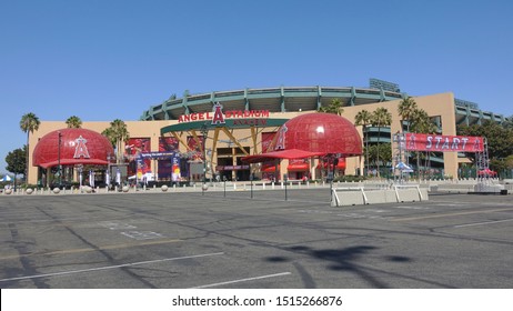 Anaheim, CA / USA - September 22, 2019: Long Shot Of The Angel Stadium In Anaheim