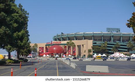 Anaheim, CA / USA - September 22, 2019: Long Shot Of The Angel Stadium In Anaheim