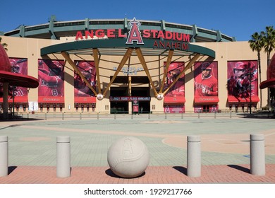 ANAHEIM, CALIFORNIA - 1 MAR 2021: Homeplate Gate At Angel Stadium Of Anaheim Is Home Of The Los Angeles Angels Of Major League Baseball.