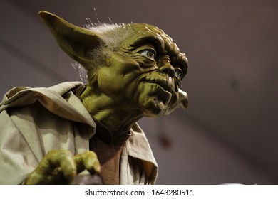 Anaheim, California - April 16 2015: A Phantom Menace Yoda Statue At Star Wars Celebration 2015.