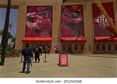 Anaheim, California - July 16, 2021: Fans Line Up To Buy Baseball Tickets At Angel Stadium