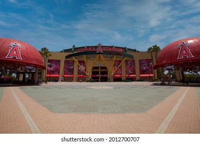 Anaheim, California - July 16, 2021: The Big A, Angel Stadium Orange County Day Exterior