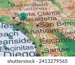 Anaheim, California marked by a green map tack. Anaheim is a city in Orange County, CA.