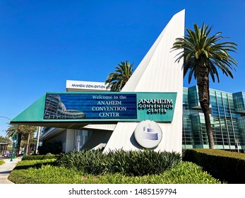 Anaheim, California / United States of America - August 13th, 2019: a welcome sign for the Anaheim Convention Center.