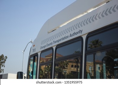 Anaheim, California/United States - 03/25/19: A Decal Sign On The Side Of A Bus Reading Orange County Transportation Authority