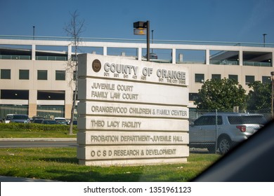 Anaheim, California/United States - 03/25/19: A Street Side Sign Indicating The Location Of Buildings Involved With The Juvenile Correctional Departments In Orange County 