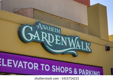 Anaheim, California/United States - 04/24/2019: A Building Front Sign For The Entertainment Complex Known As Anaheim Gardenwalk