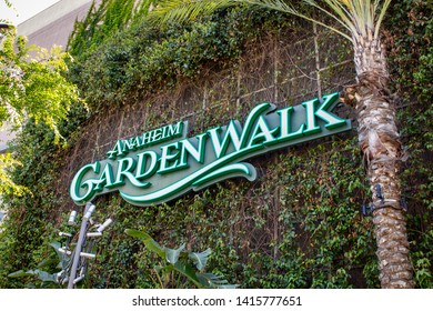 Anaheim, California/United States - 04/24/2019: A Building Front Sign For The Entertainment Complex Known As Anaheim Gardenwalk