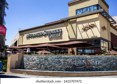 Anaheim, California/United States - 04/24/2019: Anaheim GardenWalk Features A Seafood Restaurant Known As McCormick And Schmick's Grille