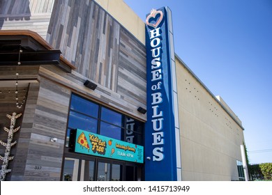 Anaheim, California/United States - 04/24/2019: A Store Front Sign For The Restaurant And Concert Venue Known As House Of Blues At The Anaheim Gardenwalk