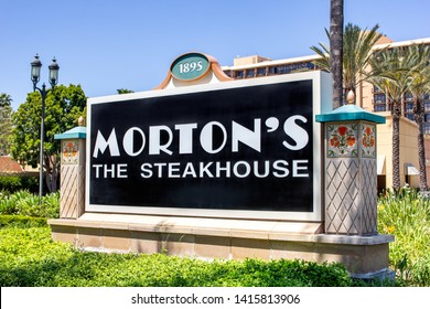 Anaheim, California/United States - 04/24/2019: A Store Front Sign For The Upscale Steakhouse Restaurant Chain Known As Morton's, Located In The Anaheim Resort Area