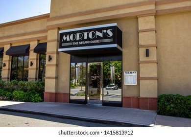 Anaheim, California/United States - 04/24/2019: A Store Front Sign For The Upscale Steakhouse Restaurant Chain Known As Morton's, Located In The Anaheim Resort Area