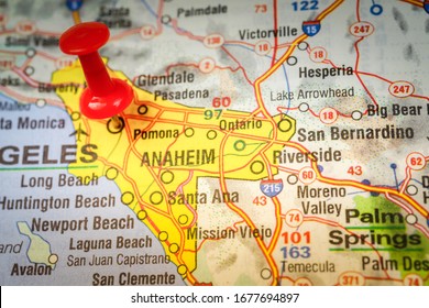 Anaheim On USA Map Background