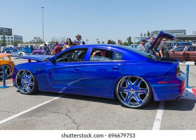 Anaheim, USA - August 13, 2017: Dodge Charger On Display During DUB Show Tour - Angel Stadium.