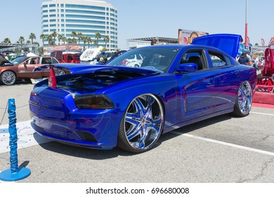 Anaheim, USA - August 13, 2017: Dodge Charger On Display During DUB Show Tour - Angel Stadium.