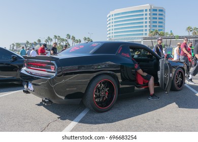 Anaheim, USA - August 13, 2017: Dodge Challenger SRT8 On Display During DUB Show Tour - Angel Stadium.