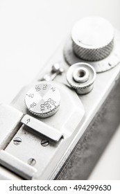 Analog camera shutter speed limb. Close-up view of detail