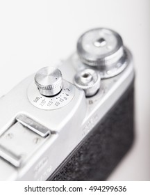 Analog camera shutter speed limb. Close-up view of detail