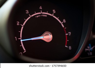 Analog Car Tachometer. Revolutions Per Minute (RPM) Indicator. 