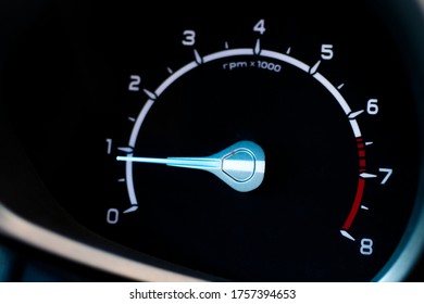 Analog Car Tachometer. Revolutions Per Minute (RPM) Indicator. 