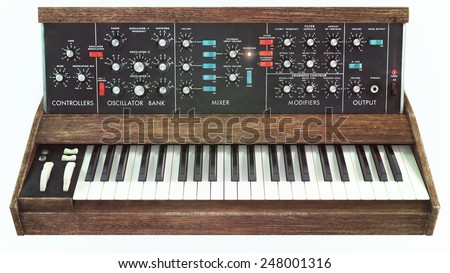 Analog classic synthesizer front view
