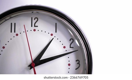 Analog Clock Face with Clock Hands on White Background