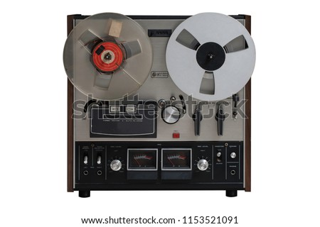Analog Stereo Open Reel Tape Deck Recorder Player with Metal Reels.This nas clipping path.