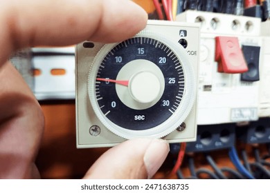 An analog timer,  is a timer that is set by a button and the output is observed with an analog scale.