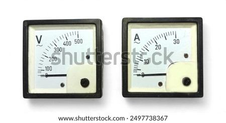 Analog Voltmeter And Ammeter Clear Image From The Front