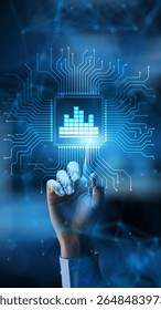 Analysis Advanced Data Processing and Insights Generation Technology Concept Illustrated on Processor.