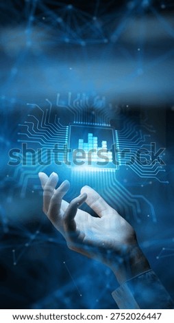 Analysis Advanced Data Processing and Insights Generation Technology Concept Illustrated on Processor.