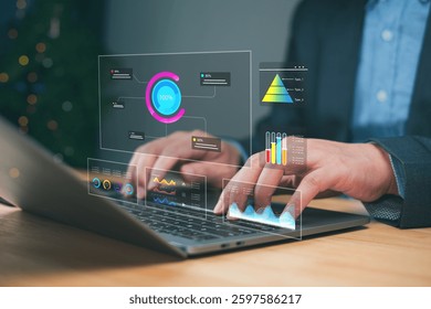 Analysis of data performance through KPIs by an analyst in a professional setting, showcasing insights and metrics for better decision-making.