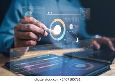 analysis, digital, network, system, ai, graph, innovation, dashboard, performance, intelligence. graphic interface shows information of business report, profit and stock market trends analysis.