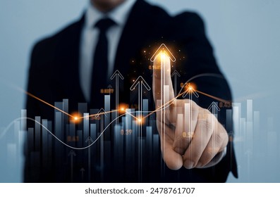 Analysis finance grow graph and market  investment. Financial  business plan,earnings,sale and strategy. Stock market chart, exchange financial growth diagram. - Powered by Shutterstock