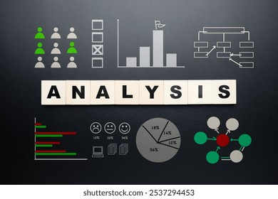Analysis text topic with many data infographics on black background, data analyst concept - Powered by Shutterstock - Get 15% off with code: PIKWIZARD15