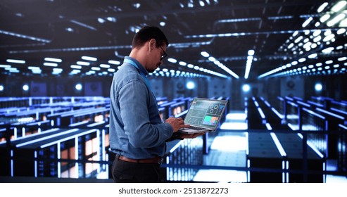Analyst Engineer In Cloud Data Center Using Computer