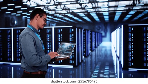 Analyst Engineer In Cloud Data Center Using Computer