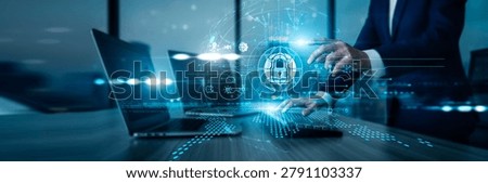 Analyst using laptop with analysis data Network Security detecting intrusions monitoring vulnerabilities protecting systems, enhancing defense ensuring compliance, strengthening digital resilience