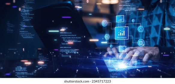 Analysts use computers to analyze statistical data to improve targeted digital online marketing strategies for a business advantage. Data Science Software Developer.