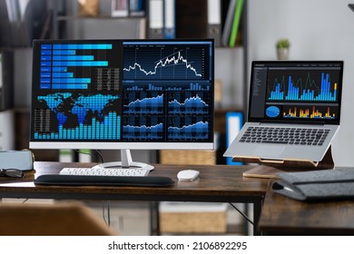 Analytics Data KPI Dashboard On Office Computer