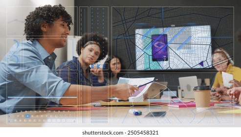 Analyzing data and charts image over diverse team in meeting room. Business, teamwork, data analysis, collaboration, diversity, presentation - Powered by Shutterstock - Get 15% off with code: PIKWIZARD15