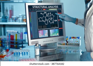 analyzing data scientist in the laboratory with a screen project development / researcher touching the screen of report of structural analysis - Powered by Shutterstock