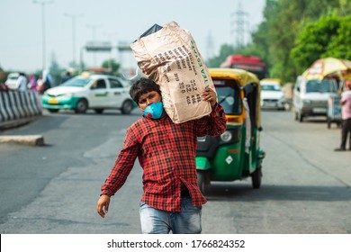 Anand Vihar , Delhi/India - June30 2020 : Chaos At Anand Vihar Bus Terminal During Lockdown 