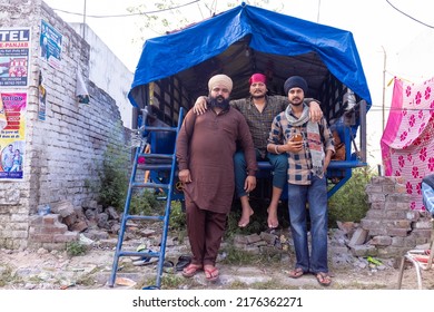 Anandpur Sahib, Punjab, India - March 2022: Portrait Of Sikh Male (Nihang Sardar) During The Celebration Of Hola Mohalla At Anandpur Sahib During Holi Festival.