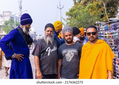 Anandpur Sahib, Punjab, India - March 2022: Portrait Of Sikh Male (Nihang Sardar) During The Celebration Of Hola Mohalla At Anandpur Sahib During Holi Festival.