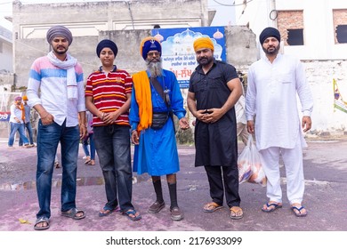 Anandpur Sahib, Punjab, India - March 2022: Portrait Of Sikh Male (Nihang Sardar) During The Celebration Of Hola Mohalla At Anandpur Sahib During Holi Festival.